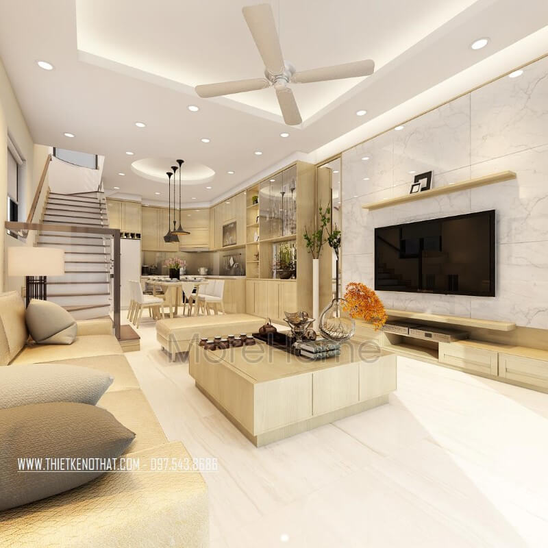 Mẫu thiết kế nội thất phòng khách bằng gỗ đẹp