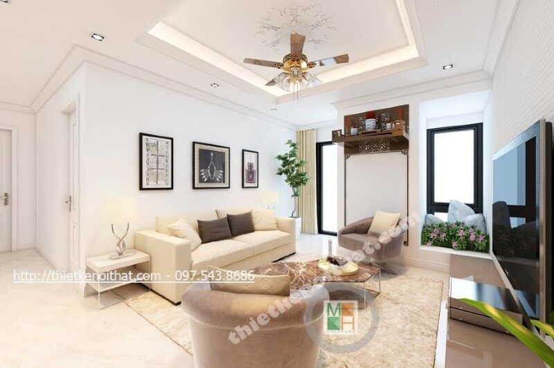 Mẫu thiết kế nội thất phòng khách bằng gỗ đẹp