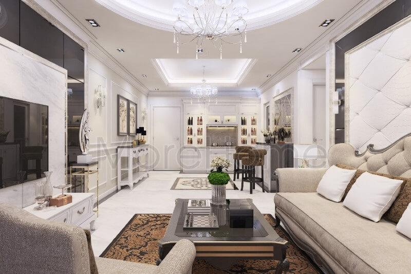 Nội thất phòng khách chung cư tân cổ điển ấn tượng và sang trọng Chia sẻ các mẫu trang trí phòng khách chung cư sang trọng