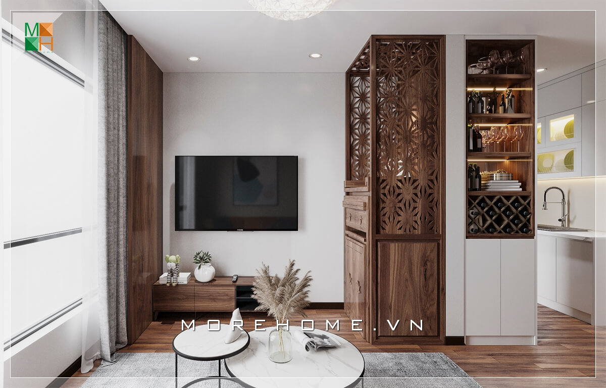 Mẫu tủ kệ gỗ trang trí với chạm khắc họa tiết đẹp mắt và độc đáo. Danh sách các mẫu bố trí phòng khách sang trọng