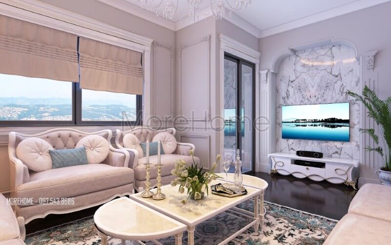 Mang thêm luồng gió mới vào trong các mẫu thiết kế nội thất, kiến trúc sư Morehome đã mang lại cho gia chủ tại chung cư Ruby Tower một không gian nội thất phòng khách độc đáo, mới lạ nhưng không kém phần tiện nghi và sang trọng. ‘Thiết