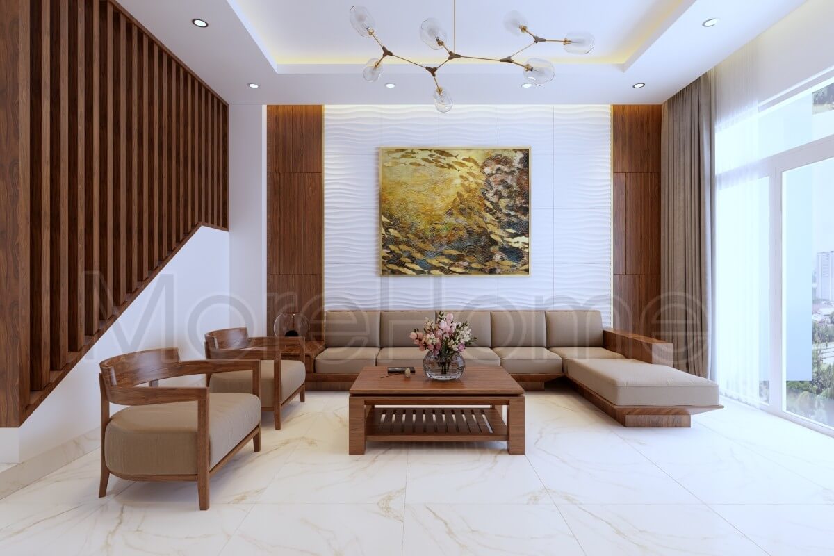 Thiết kế nhà phố với nội thất gỗ tự nhiên cao cấp cho phòng khách trở lên sang trọng và gần gũi với thiên nhiên Xem ngay các mẫu bố trí phòng khách đẹp đẳng cấp