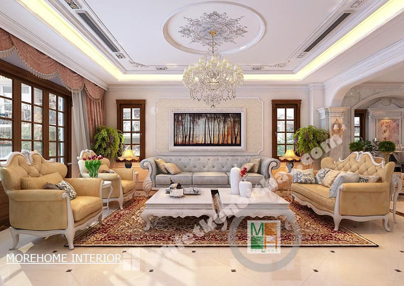 Thiết kế nội thất phòng khách sang trọng, cao cấp tại biệt thự Quảng Ninh Tham khảo các mẫu thiết kế phòng khách sang trọng
