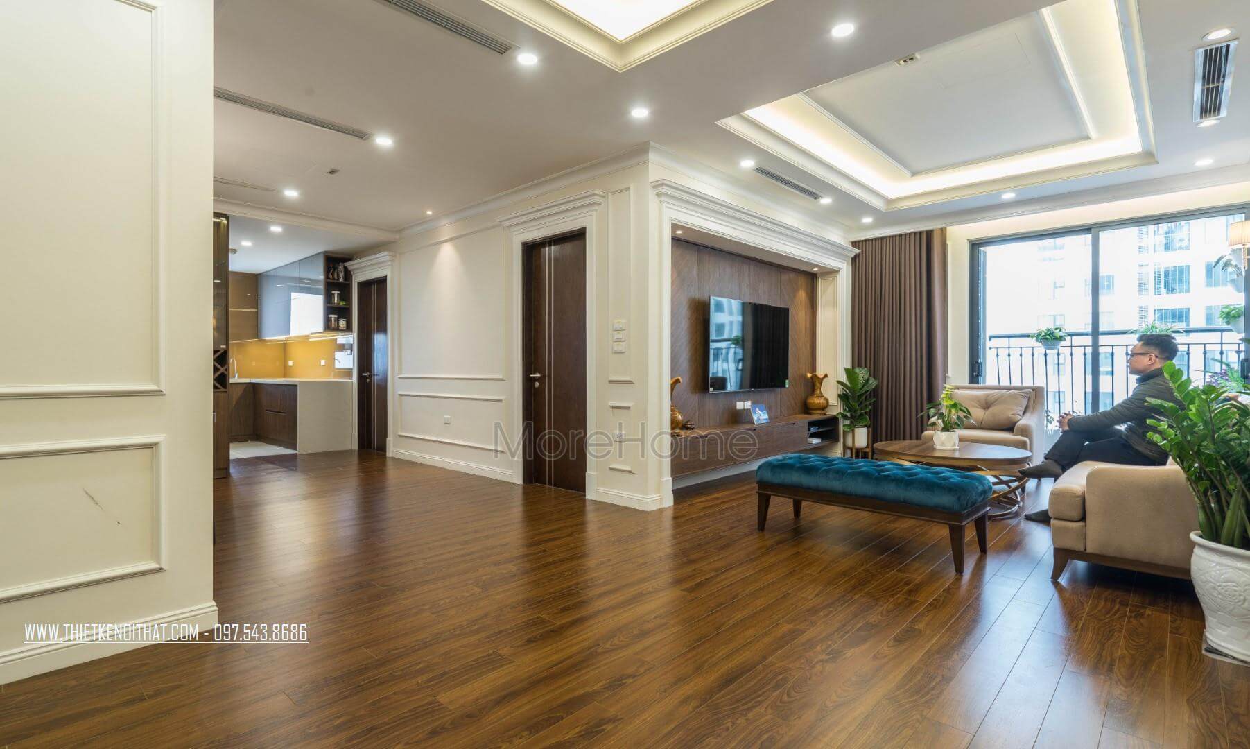 Nâng cấp không gian phòng khách với sàn nhựa giả gỗ bóng bẩy chung cư An Bình city Danh sách các mẫu thiết kế phòng khách sang trọng
