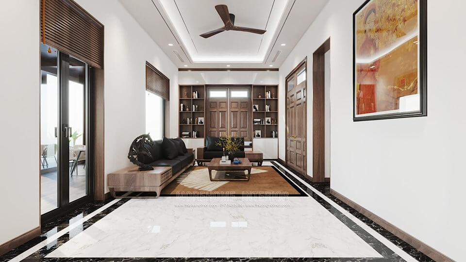 Thiết kế nội thất gỗ óc chó cho phòng khách nhà phố, không gian tiếp khách sang trọng, hiện đại Bật mí các mẫu bố trí phòng khách đẹp tiện nghi