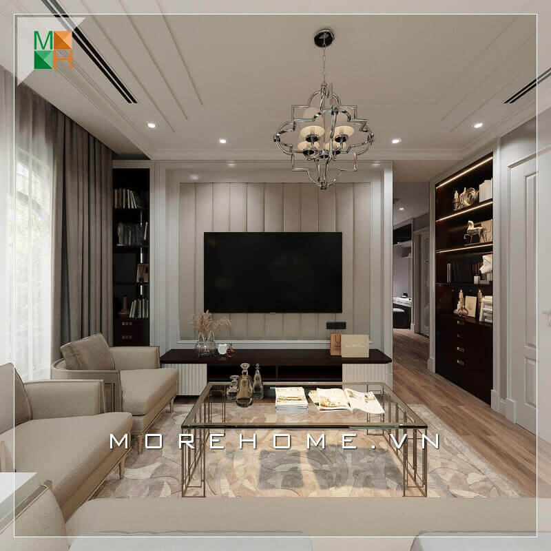 Ngắm nhìn mẫu thiết kế nội thất phòng khách đẹp, sang trọng cho chung cư, nhà phố, biệt thự mang phong cách tân cổ điển. Thiết kế phòng khách tân cổ điển đang là một xu thế đang được săn đón nhất hiện nay. Lối thiết kế phòng khách cổ điển xen lẫn hiện đại này sẽ đem lại nét mới, nét cổ vì thế không bao giờ lỗi mốt với thời gian. Đón xem các mẫu thiết kế phòng khách ấn tượng