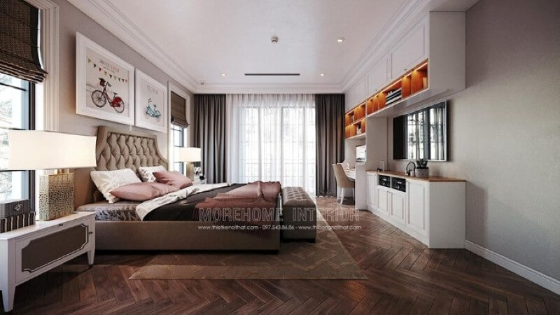 Sắp xếp nội thất phòng của con đẹp, sang trọng nhưng không kém nét sinh động, đáng yêu. Thiết kế nội thất