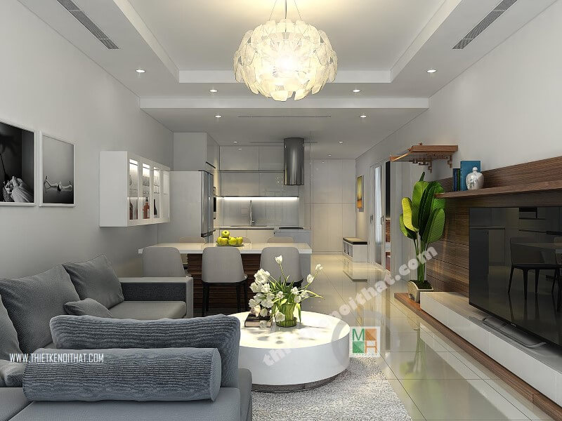Thiết kế nội thất phòng khách chung cư Royal City đẹp