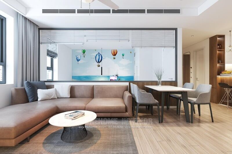 Sofa chữa chữ L bọc da cỡ lớn mang đến sự sang trọng cho không gian phòng khách Thiết kế nội thất phòng khách đẹp - Sofa phòng khách sang trọng