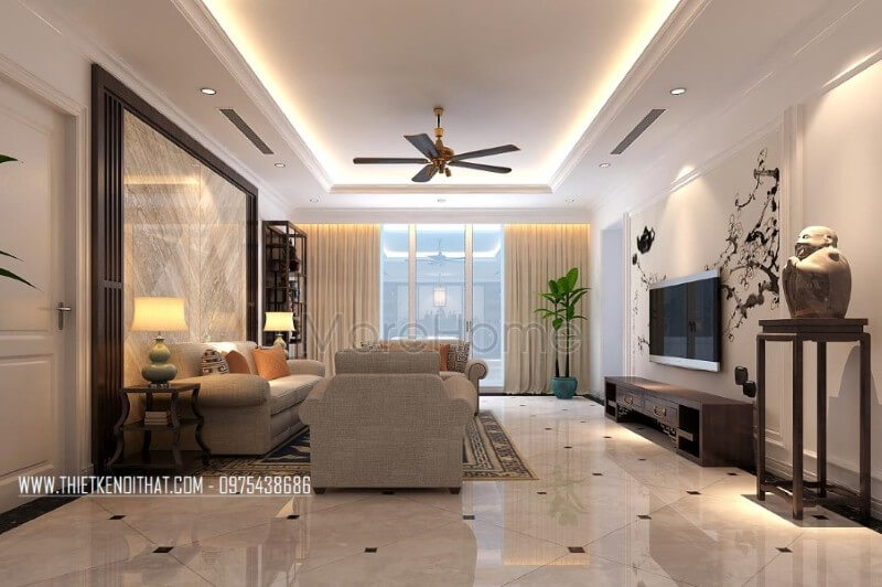 Mẫu thiết kế chung cư Thăng Long Number 1 cao cấp phong cách gỗ Việt Tổng hợp những mẫu thiết kế phòng khách sang trọng