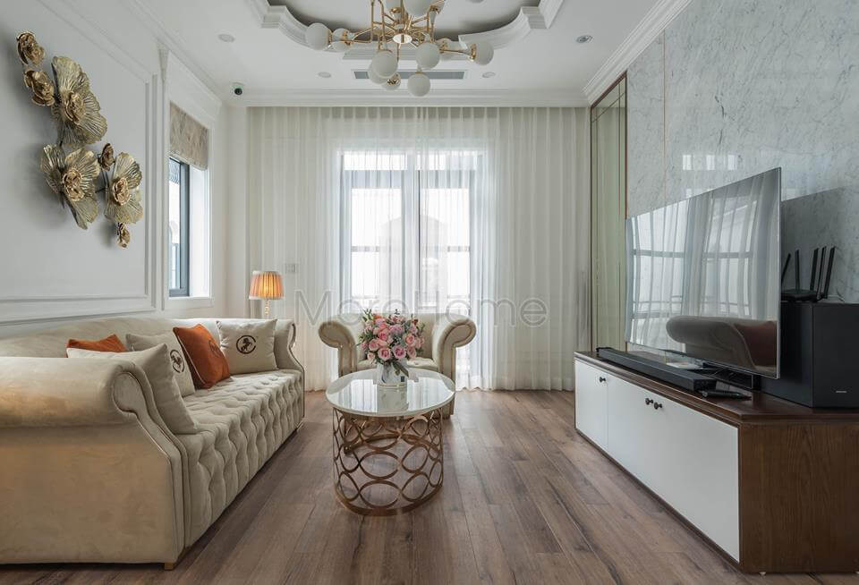 Sofa bọc nỉ được sản xuất bởi MoreSofa - thiết kế chuẩn mực, thẩm mỹ cao, bền bỉ với thời gian Ấn tượng các mẫu bố trí phòng khách sang trọng tiện nghi