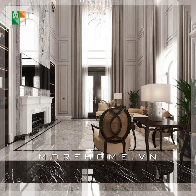 Thiết kế không gian phòng khách đẹp, cao cấp mang phong cách tân cổ điển cho chung cư, nhà phố, biệt thự, căn hộ penthouse. Ấn tượng các mẫu bố trí phòng khách sang trọng tiện nghi
