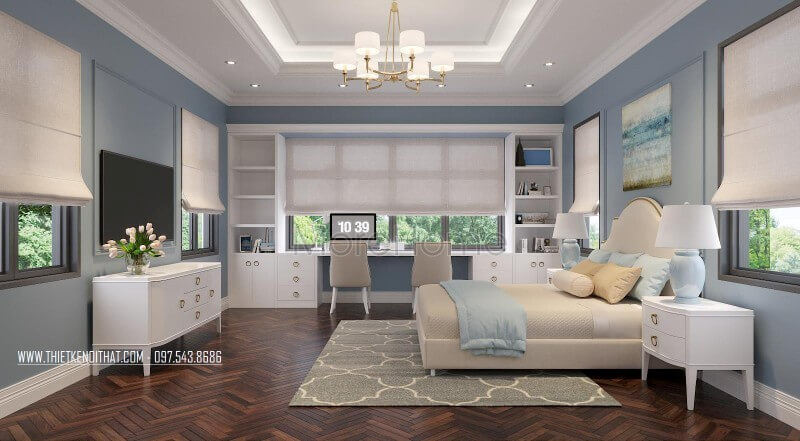 Thiết kế nội thất phòng ngủ con năng động tại biệt thự Thái Bình cao cấp thiết kế biệt thự