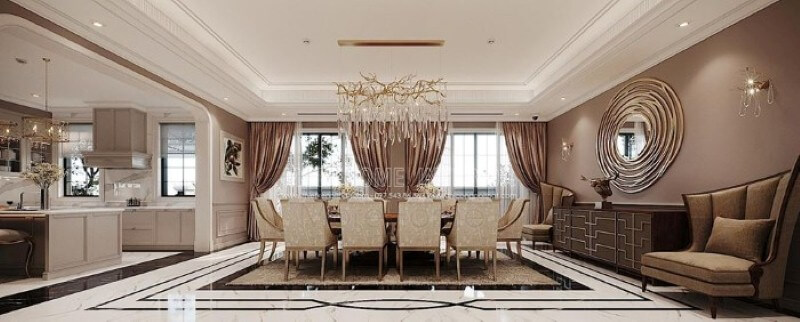 Thiết kế nội thất phòng ăn đẹp tại biệt thự Vinhomes Imperia Hải Phòng. Thiết kế biệt thự