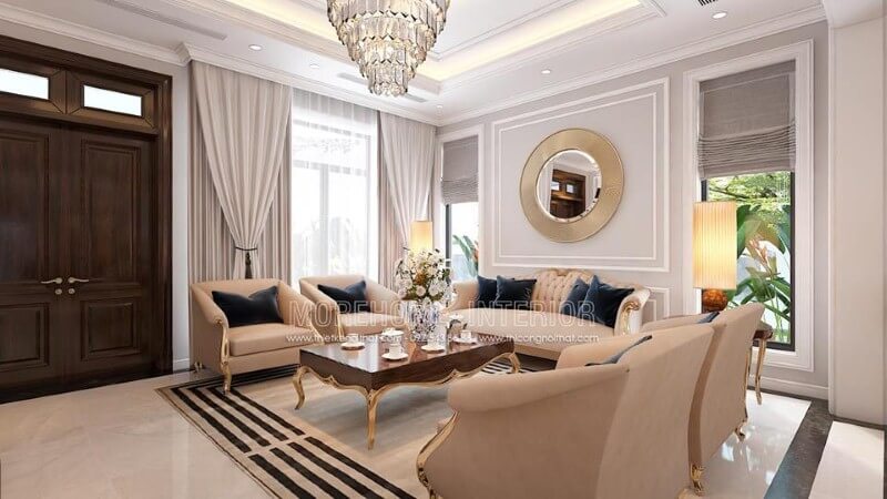 Bộ bàn ghế sofa phòng khách tân cổ điển đẹp, sang trọng, quý phái. Thiết kế phòng bếp tại Hà Nội