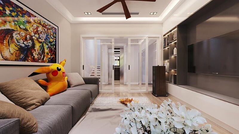 Bố trí nội thất phòng khách phong cách hiện đại tại biệt thự Starlake Tây Hồ Thiết kế phòng khách tại Hà Nội