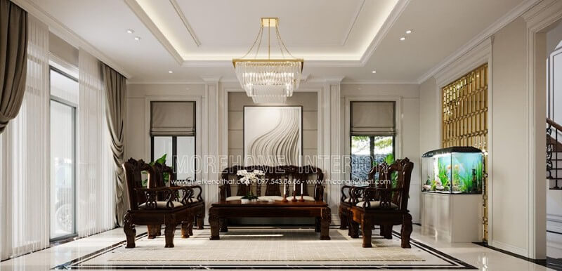 Tranh canvas treo tường đẹp tạo điểm nhấn ấn tượng cho phòng khách. thiết kế nội thất phòng khách